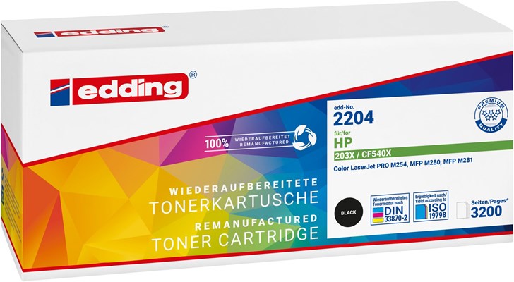 edding Toner, Schwarz, 3.200 Seiten, ersetzt HP 203X (CF540X) (Art.-Nr.: 18-2204)