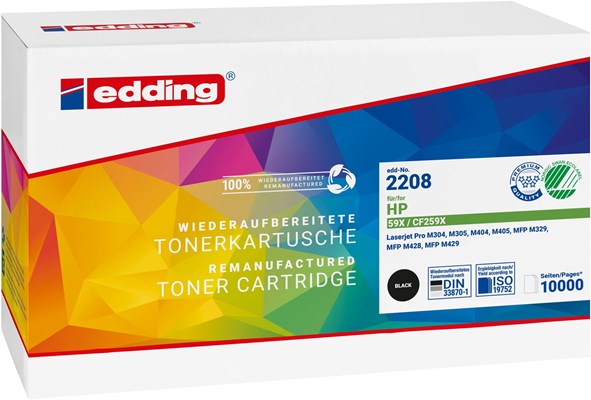 edding Toner, Schwarz, 10.000 Seiten, ersetzt HP 59X (CF259X) (Art.-Nr.: 18-2208)