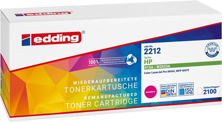 edding Toner, Magenta, 2.100 Seiten, ersetzt HP 415A (W2033A) (Art.-Nr.: 18-2212)