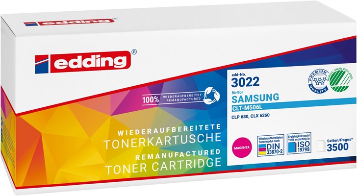 edding Tonerkassette, magenta, kompatibel zu Samsung CLT-M506L (Art.-Nr.: 18-3022)