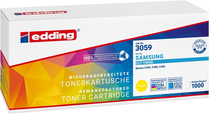 edding Toner, Gelb, 1.000 Seiten, ersetzt Samsung CLT-Y404S (Art.-Nr.: 18-3059)