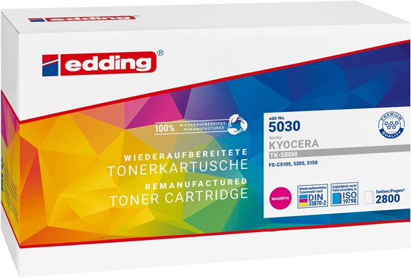 edding Tonerkassette, magenta, kompatibel zu Kyocera TK-580M (Art.-Nr.: 18-5030)
