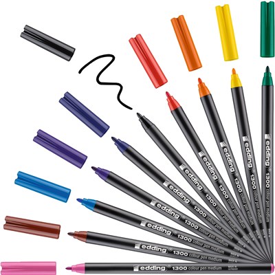 edding 1300 Fasermaler 10er Set (Metallbox) sortiert, Rundspitze 2 mm (Art.-Nr.: 4-1300-10)