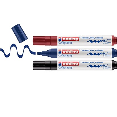 edding 1455 Kalligrafiemarker 3er Set, Kalligrafie Spitze 1-5 mm (Art.-Nr.: 4-1455-3)