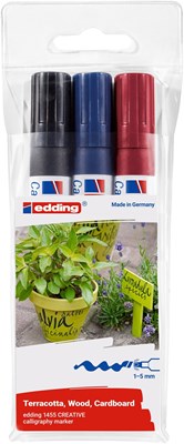 edding 1455 Kalligrafiemarker 3er Set, Kalligrafie Spitze 1-5 mm (Art.-Nr.: 4-1455-3)