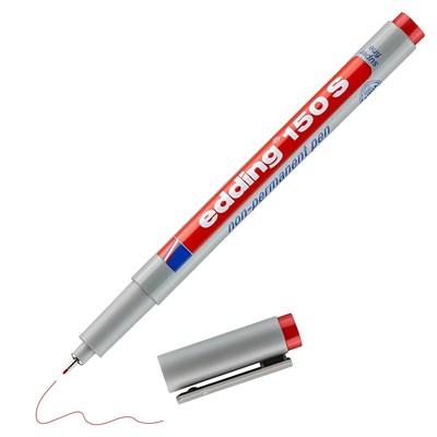 edding 150 S Non-permanenter Folienschreiber rot, Rundspitze 0,3 mm (Art.-Nr.: 4-150002)