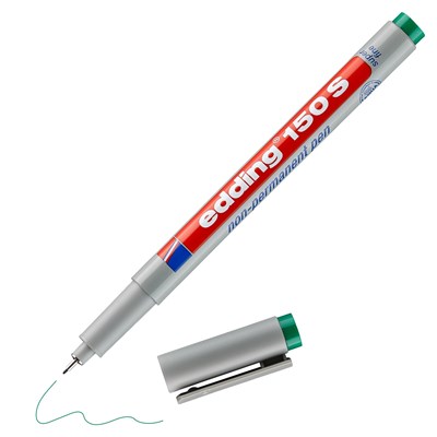 edding 150 S Non-permanenter Folienschreiber grün, Rundspitze 0,3 mm (Art.-Nr.: 4-150004)