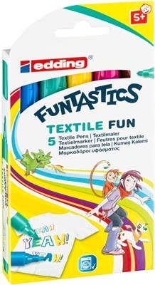 edding 17 Funtastics Kindertextilmaler 5er Set sortiert, Rundspitze 2-3 mm (Art.-Nr.: 4-17-5)