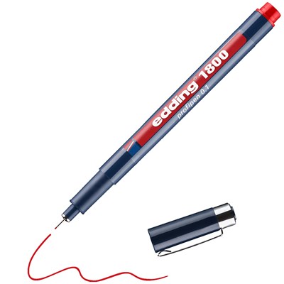 edding 1800 Präzisionsfeinschreiber rot, Kunststoffspitze 0,25 mm (Art.-Nr.: 4-180001002)