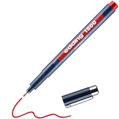 edding 1800 Präzisionsfeinschreiber rot, Kunststoffspitze 0,7 mm (Art.-Nr.: 4-180007002)