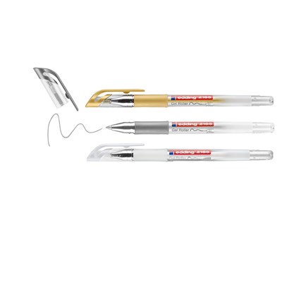 edding 2185 Gelroller 3er-Set metallic-weiß, Rollerspitze 0,7 mm (Art.-Nr.: 4-2185-3)