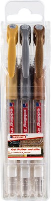 edding 2185 Gelroller 3er Set sortiert metallic, Rollerspitze 0,7 mm (Art.-Nr.: 4-2185-3999)
