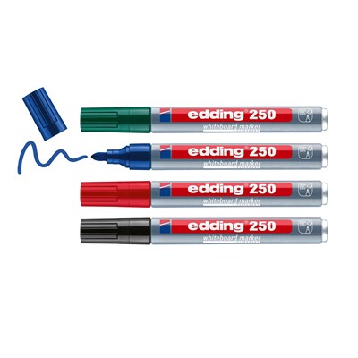 edding 250 Whiteboardmarker 4er Set sortiert, Rundspitze 1,5-3 mm (Art.-Nr.: 4-250-4-2)