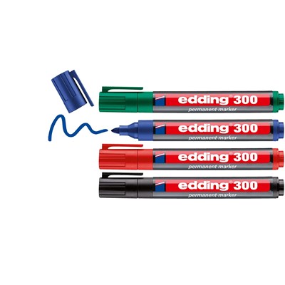 edding 300 Permanentmarker 4er Set sortiert, Rundspitze 1,5-3 mm (Art.-Nr.: 4-300-4-2)