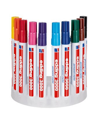 edding 3000 Permanentmarker 10er Set (Systembox) sortiert, Rundspitze 1,5-3 mm (Art.-Nr.: 4-3000-10)