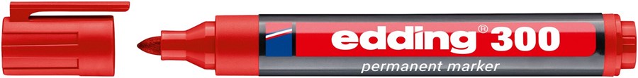 edding 300 Permanentmarker rot, Rundspitze 1,5-3 mm (Art.-Nr.: 4-300002)