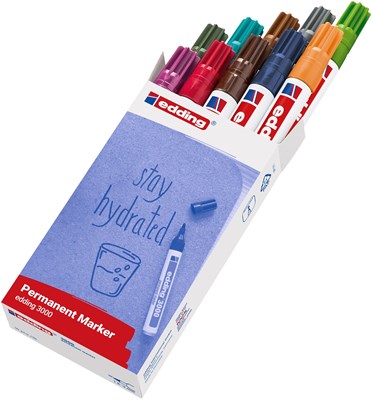 edding 3000 Permanentmarker 10er Set sortiert (011-020), Rundspitze 1,5-3 mm (Art.-Nr.: 4-3000099)