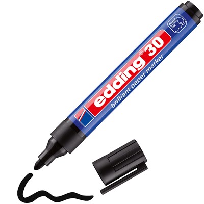 edding 30 Brilliant-Papiermarker schwarz, Rundspitze 1,5-3 mm (Art.-Nr.: 4-30001)