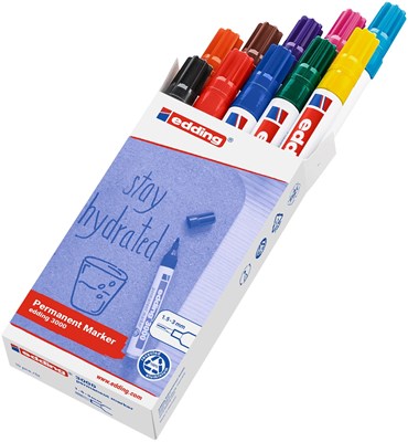 edding 3000 Permanentmarker 10er Set sortiert (001-010), Rundspitze 1,5-3 mm (Art.-Nr.: 4-3000999)
