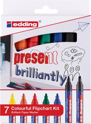 edding 30/33 Flipchart Kit 7er Set sortiert (33: 001, 30: 001-006) (Art.-Nr.: 4-3033-7)