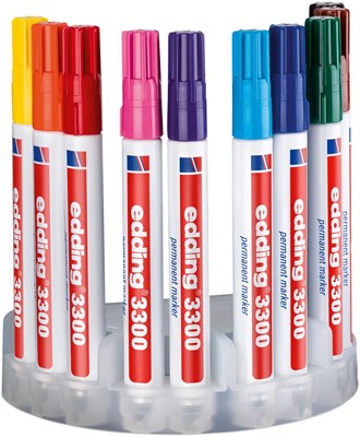 edding 3300 Permanentmarker 10er Set (Systembox) sortiert, Keilspitze 1-5 mm (Art.-Nr.: 4-3300-10)