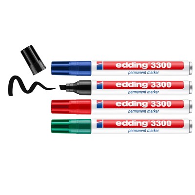 edding 3300 Permanentmarker 4er Set sortiert, Keilspitze 1-5 mm (Art.-Nr.: 4-3300-4-2)