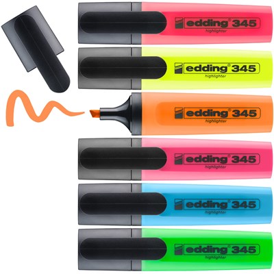 edding 345 Textmarker 6er Set sortiert, Keilspitze 2-5 mm (Art.-Nr.: 4-345-6)