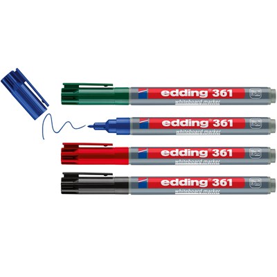 edding 361 Whiteboardmarker 4er Set sortiert, Rundspitze 1 mm (Art.-Nr.: 4-361-4-2)