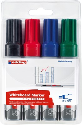 edding 365 Whiteboardmarker 4er Set sortiert, Keilspitze 2-7 mm (Art.-Nr.: 4-365-4)