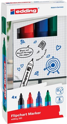 edding 380 Flipchartmarker 4er Set sortiert, Rundspitze 1,5-3 mm (Art.-Nr.: 4-380-4-2)