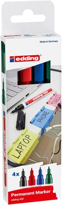 edding 400 Permanentmarker 4er Set sortiert, Rundspitze 1 mm (Art.-Nr.: 4-400-4-2)