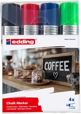 edding 4090 Kreidemarker 4er Set sortiert, Keilspitze 4-15 mm (Art.-Nr.: 4-4090-4999)