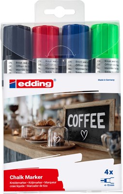 edding 4090 Kreidemarker 4er Set sortiert, Keilspitze 4-15 mm (Art.-Nr.: 4-4090-4999)