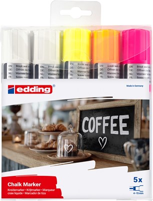 edding 4090 Kreidemarker 5er Set, Keilspitze 4-15 mm (Art.-Nr.: 4-4090-5999)
