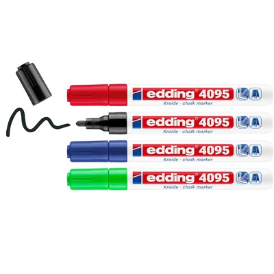 edding 4095 Kreidemarker 4er BTS Set (3+1) sortiert, Rundspitze 2-3 mm (Art.-Nr.: 4-4095-S4999)