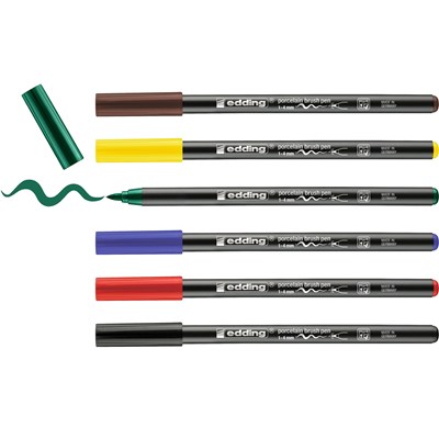 edding 4200 Porzellanpinselstift 6er Set family sortiert, Pinselspitze 1-4 mm (Art.-Nr.: 4-4200-6)