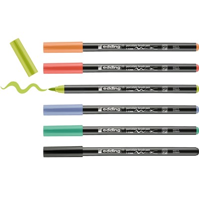 edding 4200 Porzellanpinselstift 6er Set vivid sortiert, Pinselspitze 1-4 mm (Art.-Nr.: 4-4200-6000)
