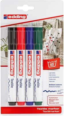 edding 4500 Textilmarker 4er Set sortiert, Rundspitze 2-3 mm (Art.-Nr.: 4-4500-4-1999)