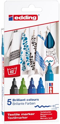 edding 4500 Textilmarker 5er-Set sortiert cool, Rundspitze 2-3 mm (Art.-Nr.: 4-4500-5099)