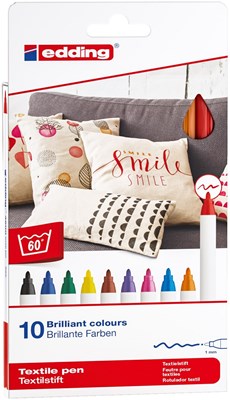 edding 4600 Textilstift 10er-Set sortiert basic, Rundspitze 1 mm (Art.-Nr.: 4-4600-10999)