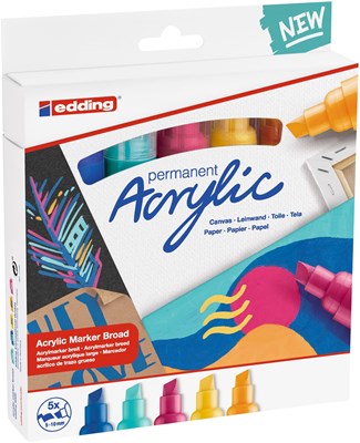 edding 5000 Acrylmarker breit 5er Set sortiert abstrakt, Keilspitze 5-10 mm (Art.-Nr.: 4-5000-5-999)