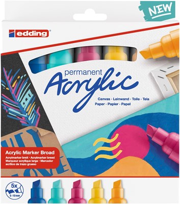 edding 5000 Acrylmarker breit 5er Set sortiert abstrakt, Keilspitze 5-10 mm (Art.-Nr.: 4-5000-5-999)