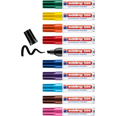 edding 500 Permanentmarker 10er Set sortiert, Keilspitze 2-7 mm (Art.-Nr.: 4-500999)