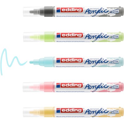 edding 5100 Acrylmarker medium 5er Set sortiert pastell, Rundspitze 2-3 mm (Art.-Nr.: 4-5100-5-099)