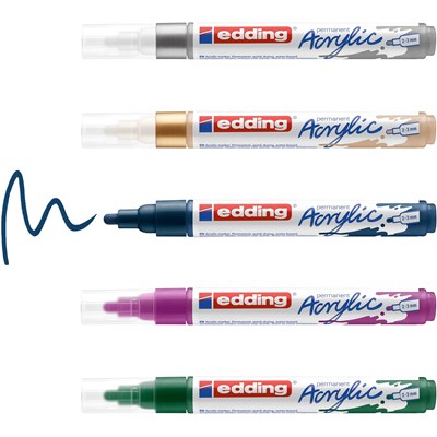 edding 5100 Acrylmarker medium 5er Set sortiert festlich, Rundspitze 2-3 mm (Art.-Nr.: 4-5100-5-999)