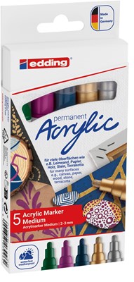 edding 5100 Acrylmarker medium 5er Set sortiert festlich, Rundspitze 2-3 mm (Art.-Nr.: 4-5100-5-999)
