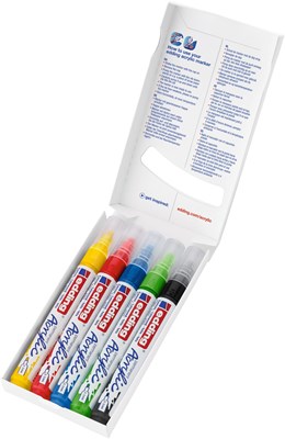 edding 5100 Acrylmarker medium 5er Set sortiert basic, Rundspitze 2-3 mm (Art.-Nr.: 4-5100-5)