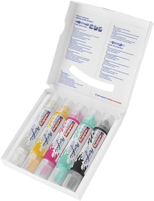 edding 5400 Acryl 3D Double Liner 5er-Set sortiert basic, Tubenspitze 2-3 mm + 5-10 mm (Art.-Nr.: 4-5400-5)