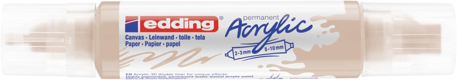 edding 5400 Acryl 3D Double Liner warmbeige, Tubenspitze 2-3 mm + 5-10 mm (Art.-Nr.: 4-5400255)