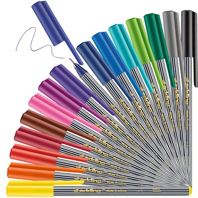 edding 55 Fineliner 16er Set sortiert, Kunststoffspitze 0,3 mm (Art.-Nr.: 4-55-16)